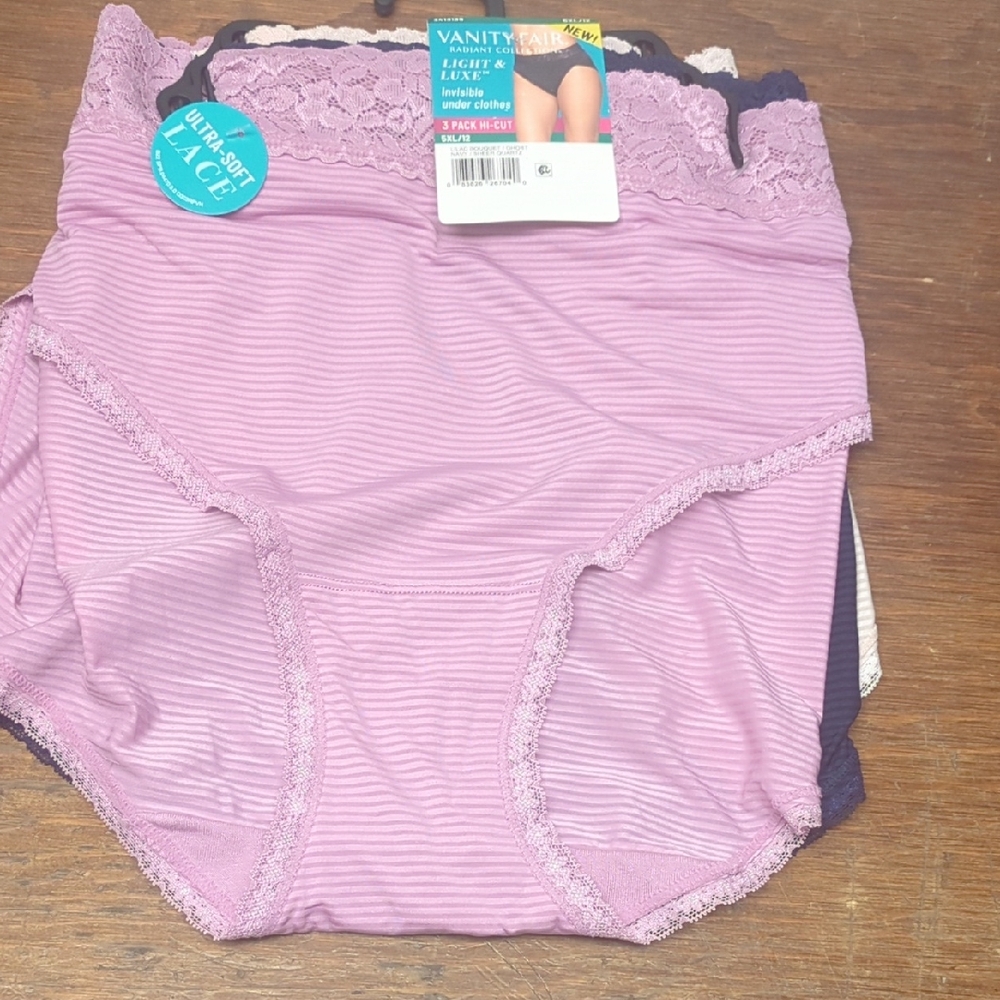 4X, 5X Vanity Fair Soft Stretch Hi Cut Underwear 3 Colors, 3 Pk Undies New